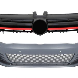 Front Bumper suitable for VW Golf VII 7 5G (2013-2017) with Central Grille Red GTI Design
