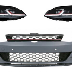 Front Bumper suitable for VW Golf VII 7 (2013-2017) with LED Headlights Sequential Dynamic Turning Lights 7.5 GTI Design