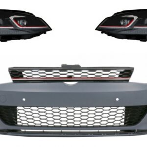 Front Bumper suitable for VW Golf VII 7 (2013-2017) with LED Headlights Sequential Dynamic Turning Lights 7.5 GTI Design