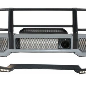 Front Bumper with BullBar Upper Spoiler Lip LED DRL Extension suitable for Mercedes G-Class W463 (1989-2018) G65 Design