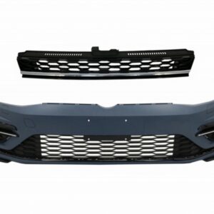 Front Bumper with Central Badgeless Grille Chrome suitable for VW Golf 7.5 (2017-2020) R Line Design