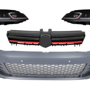 Front Bumper with Central Grille and LED Headlights Sequential Dynamic Turning Lights suitable for VW Golf VII 7 5G (2013-2017) GTI Look