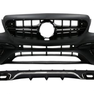 Front Bumper with Diffuser and Exhaust Muffler Tips Black suitable for Mercedes E-Class W213 S213 Standard (2016-2019) E63 Design