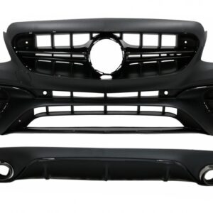 Front Bumper with Diffuser and Exhaust Muffler Tips suitable for Mercedes E-Class C238 A238 (2016-up) E63 Design All Black