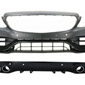 Front Bumper with Diffuser Double Outlet with Exhaust Tips suitable for Mercedes C-Class A205 C205 Coupe Cabriolet (2014-2019) C63 Design