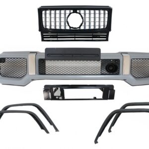 Front Bumper with Fender Flares Wheel Arches and Front Grille Black Chrome suitable for Mercedes G-Class W463 (1989-2018) G65 Design