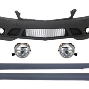 Front Bumper with Fog Lights and Side Skirts suitable for Mercedes C-Class W204 (2007-2012) C63 Design