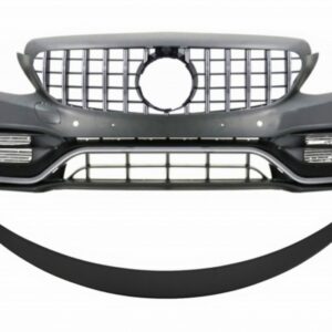 Front Bumper with Grille and Trunk Boot Spoiler Matte Black suitable for Mercedes C-Class C205 (2014-2018) C63 GT-R Design