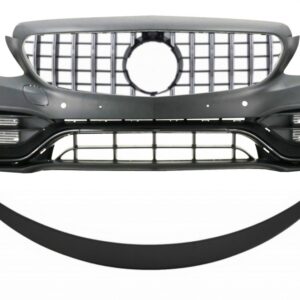 Front Bumper with Grille Chrome and Trunk Boot Spoiler Matte Black suitable for Mercedes C-Class C205 (2014-2018) C63 Design