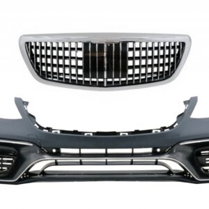 Front Bumper with Grille Chrome suitable for Mercedes S-Class W222 Facelift (2014-06.2017) Vertical S63 Design