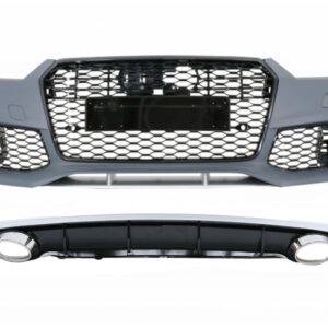 Front Bumper with Grille suitable for Audi A7 4G Facelift (2015-2018) and Rear Bumper Valance Diffuser & Exhaust Tips RS7 Design