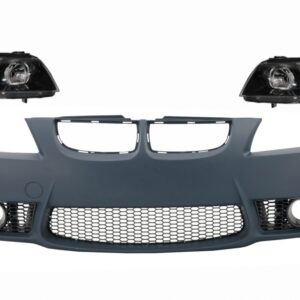 Front Bumper with Headlights Black suitable for BMW 3 series E90 E91 Pre-LCI (2005-2008) Sedan Touring M3 Design