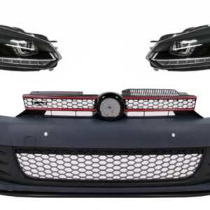 Front Bumper with Headlights LED DRL Flowing Turning Light Chrome suitable for VW Golf VI 6 (2008-2013) GTI U Design