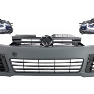 Front Bumper with Headlights LED Flowing Turning Light Chrome suitable for VW Golf VI 6 MK6 (2008-2013) R20 Design RHD