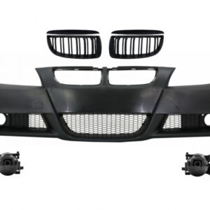 Front Bumper with Kidney Grilles and Smoke Fog Lights suitable for BMW 3 Series E90 E91 Sedan Touring (2004-2008) M-Technik Design