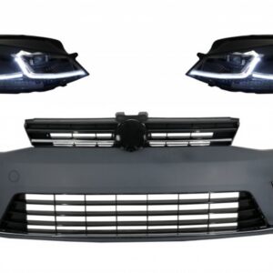 Front Bumper with LED Headlights Sequential Dynamic Turning Lights suitable for VW Golf VII 7 (2013-2017) R-Line Look