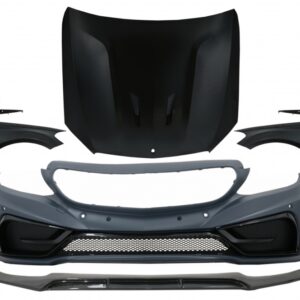 Front Bumper with Lip and Hood Bonnet & Front Fenders Suitable for Mercedes C-Class W205 S205 C205 A205 (2014-2019) GT Design