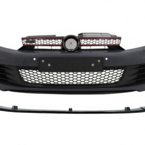 Front Bumper with Lip Extension Spoiler Piano Black suitable for VW Golf VI 6 (2008-2013) GTI Look