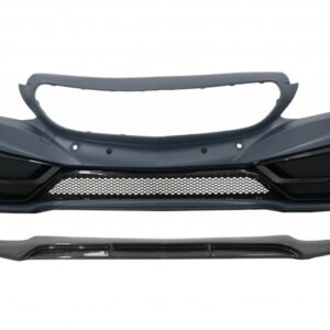 Front Bumper with Real Carbon Lip suitable for Mercedes C-Class W205 S205 A205 C205 (2014-2019) Limousine T-Model Coupe Cabriolet
