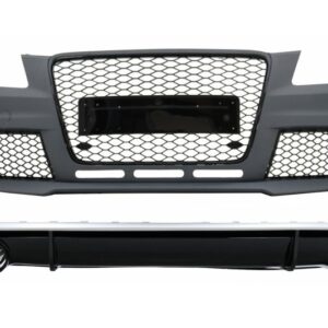 Front Bumper with Rear Bumper Valance Diffuserand Exhaust Tips suitable for Audi A4 B8 Pre-Facelift (2008-2011) RS4 Design