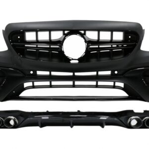 Front Bumper with Rear Diffuser and Exhaust Tips suitable for Mercedes E-Class W213 (2016-2019) E53 Design Black Edition
