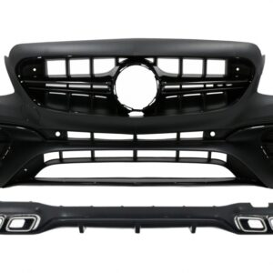Front Bumper with Rear Diffuser and Exhaust Muffler Tips suitable for Mercedes E-Class W213 (2016-up) E63 Design