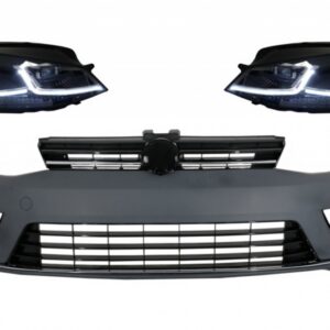 Front Bumper with RHD LED Headlights Sequential Dynamic Turning Lights suitable for VW Golf VII 7 (2013-2017) R-Line Look