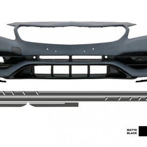 Front Bumper with Side Decals Sticker Dark Grey suitable for Mercedes A-Class W176 (2012-2018) Facelift A45 Design
