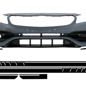 Front Bumper with Side Decals Sticker Vinyl Matte Black suitable for Mercedes A-Class W176 (2012-2018) Facelift A45 Design