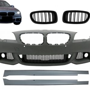 Front Bumper with Side Skirts and Central Grilles Kidney suitable for BMW 5 Series F10 F11 Non LCI (07.2010-2013) Sedan Touring M-Technik Design