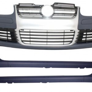 Front Bumper with Side Skirts suitable for VW Golf V 5 (2003-2007) Brushed Aluminium R32 Look