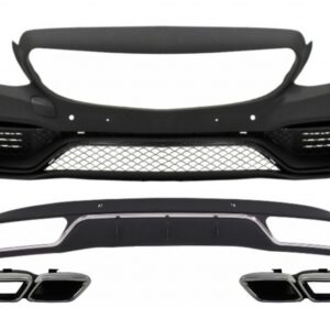 Front Bumper without central grille and Diffuser with Muffler Tips Chrome suitable for Mercedes C-Class W205 S205 (2014-2018) C63 Design
