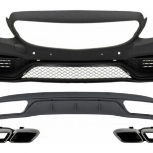 Front Bumper without grille & Diffuser with Muffler Tips Chrome suitable for Mercedes C-Class W205 S205 (2014-2018) C63 Look