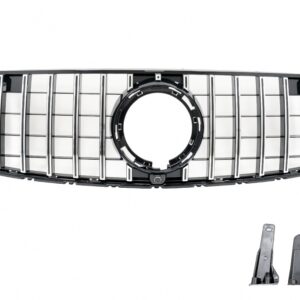 Front Central Grille suitable for Mercedes GLC X253 C253 Facelift (2020-2021) GTR Panamericana Design Black Chrome