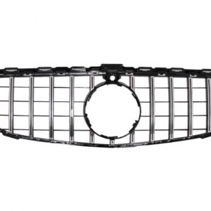 Front Grille suitable for Mercedes C-Class W205 S205 C205 (2014-2018) GT-R Panamericana Design Black Chrome With 360 Camera