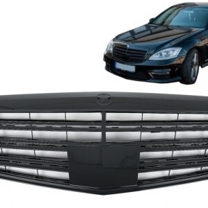 Front Grille suitable for Mercedes S-Class W221 Facelift (2010-2013) S63 S65 Design Piano Black