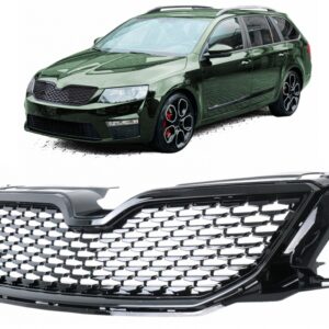 Front Grille suitable for Skoda Octavia III 5E Sedan Wagon (2012-2017) Piano Black