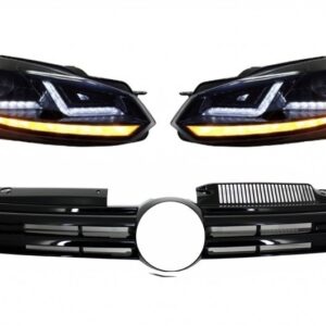 Front Grille suitable for VW Golf VI (2008-2012) with Osram Xenon Headlights LED Dynamic Sequential Turning Lights R20 Design
