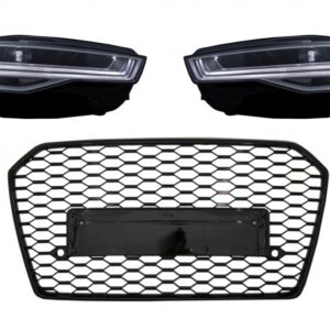 Front Grille with Full LED Headlights Sequential Dynamic Turning Lights suitable for Audi A6 C7 4G Facelift (2015-2018) RS6 Matrix Design