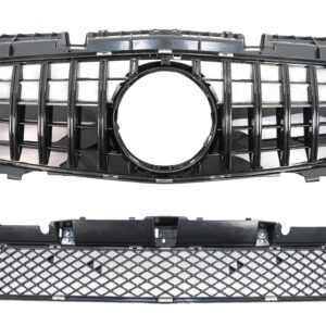 Front Grille with Lower Grille Mesh suitable for Mercedes SLK-Class R172 (2011-2015) GT-R Panamericana Design Black