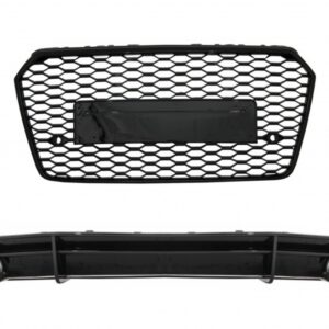 Front Grille with Rear Bumper Valance Diffuser and Exhaust Tips suitable for Audi A7 4G Facelift (2015-2017) RS7 Design only S-Line