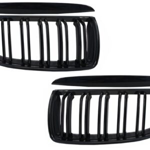 Front Kidney Grilles suitable for BMW 3 Series E90 E91 Pre-LCI (2005-2008) Double Stripe M Design Piano Black