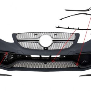 Front Spoiler Splitter Flaps Flics suitable for Mercedes GLE Coupe C292 (2015-2018) Piano Black