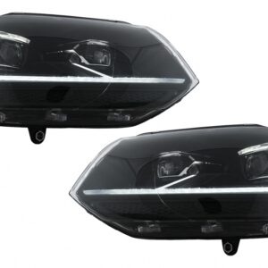 Full LED DRL Headlights suitable for VW Transporter Caravelle Multivan T5.1 Facelift (2010-2015) Black