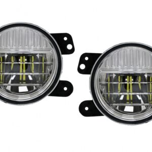 Full LED Fog Lights 4 Inch suitable for Jeep Wrangler JK TJ JL (1996-2018)