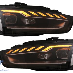 Full LED Headlights suitable for Audi A4 B8.5 Facelift (2012-2015) Dynamic Sequential Turning Light Black A4 B9.5 Design