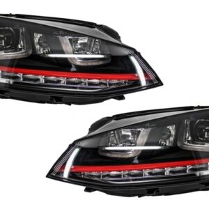 Headlights 3D LED DRL suitable for VW Golf 7 VII (2012-2017) RED R20 GTI Look LED Flowing Turning Lights
