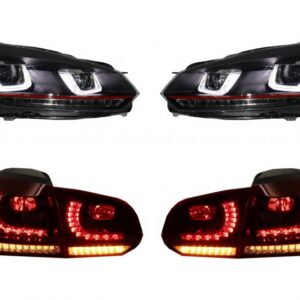 Headlights and Taillights Full LED suitable for VW Golf 6 VI (2008-2013) R20 U Design Dynamic Sequential Turning Light LHD