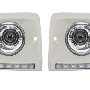 Headlights Bi-Xenon Look with Covers White LED DRL Suitable for Mercedes G-Class W463 (1989-2012) G65 Design