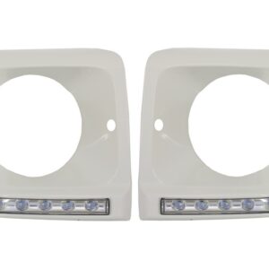 Headlights Covers White with LED DRL Daytime Running Lights suitable for Mercedes G-Class W463 (1989-2012) G65 Design Chrome